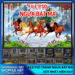File psd tranh Ngựa bát mã 2023